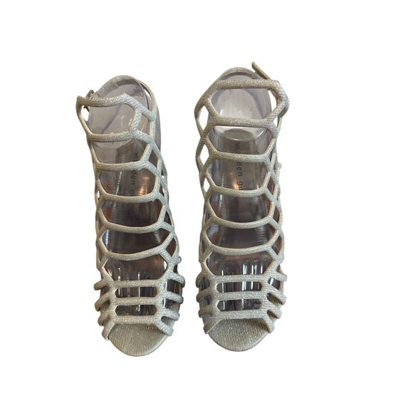 Madden Girl Size 7 Direct Strappy Stilettos Caged Business Pumps Sandals Silver - Picture 13 of 14